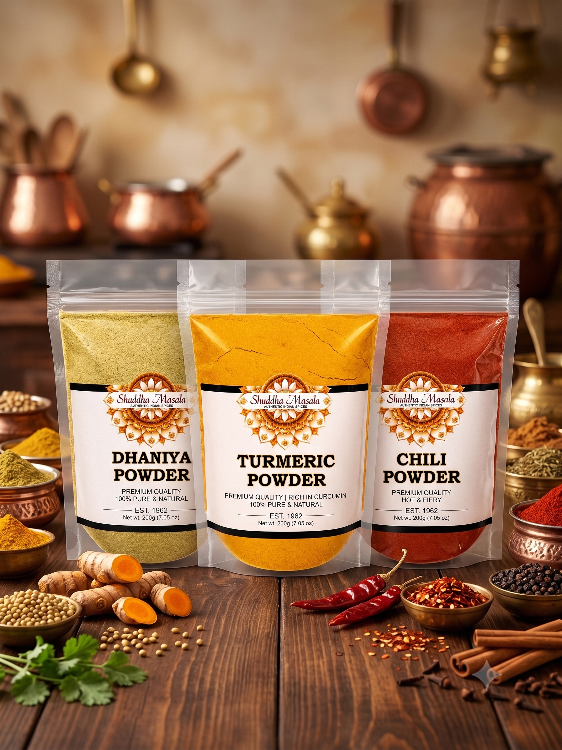 Turmeric Powder + Dhaniya Powder + Chili Powder