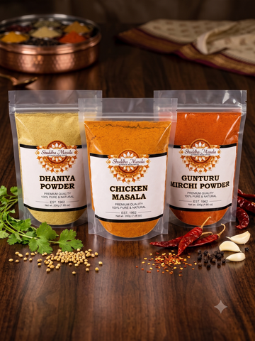 Dhaniya Powder + Chicken Masala + Puli Vaghare Powder